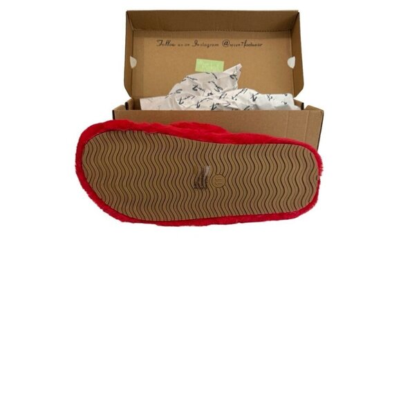 Seven7 Red Faux Fur Slippers Non-Skid‎ Memory Foam - Picture 6 of 8